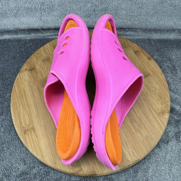 Crocs Foam Slide Sandals Shoes Womens Size 10 Pink Orange Comfort Pool Shower - Picture 7 of 9